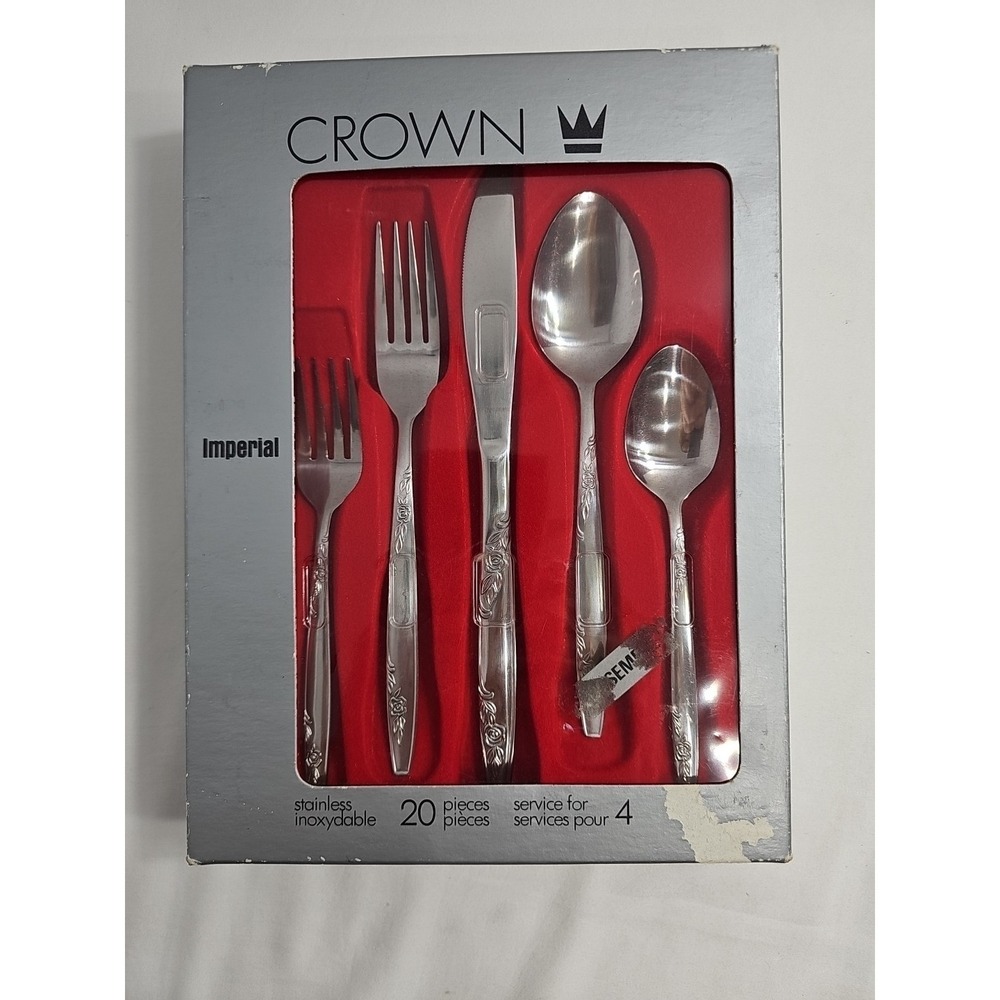 Crown "Young Rose" Flatware NEW IN‎ BOX- 20Piece -Serves 4 - Imperial- Canadian